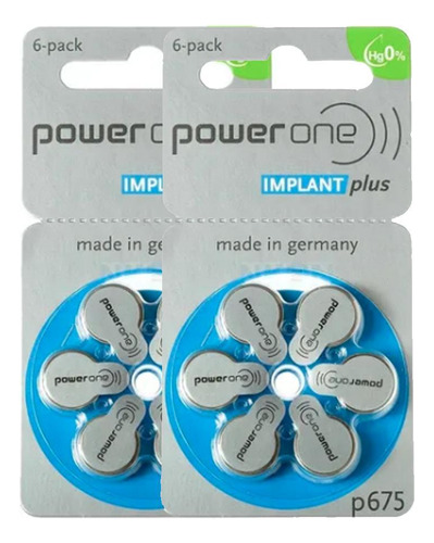 12 Pilhas Baterias Power One 675 Implant Plus Aparelho