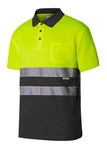 Remera Polo Manga Corta Reflectivo Amarillo Gris