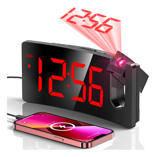 Reloj Despertador De Proyección, Reloj Con Proyector Girator