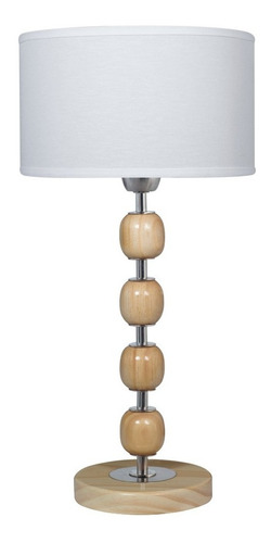 Imagen 1 de 1 de Lámpara De Mesa 4 Esferas Madera Natural Pantalla Blanca
