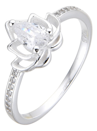 Anillo Flor De Loto Plata 925 Regalo Estuche Mujer Plateado 17