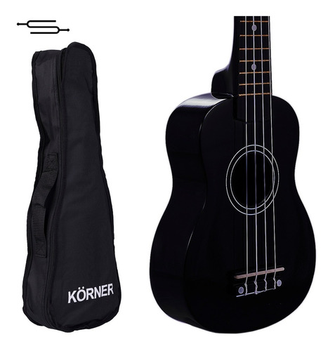 Ukelele Soprano Korner Color Negro Uquelele + Funda - Envio