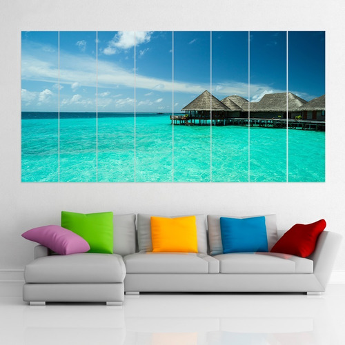 Cuadro Poliptico Florianopolis Playa Mar Xxl Art 192x100cm