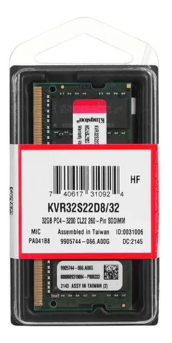 Memoria Kingston 32gb Ddr4 3200 Sodimm Notebook Tranza