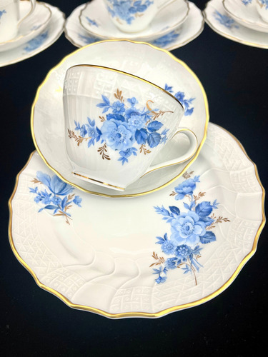 Trio Para Te Lorenz Hutschenreuther Selb Chatteau Bleu C1960 Blanco Chatteau Bleu (Usado)