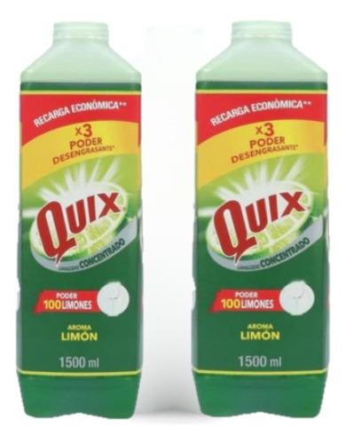 Lavaloza Concentrado Quix Bio Activos Limón Recarga 1.5 L X2