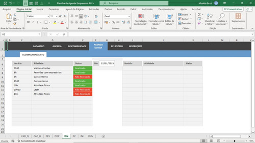 Planilha De Controle De Agenda Empresarial 4.0