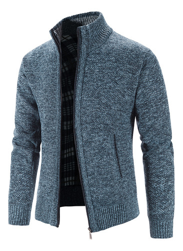 Chaqueta De Punto Con Cremallera Y Cuello Alto Para Hombre