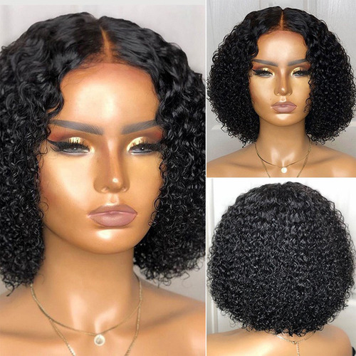 Peruca Em V, Cabelo Curto, Encaracolado, Pontuação Média, Mo