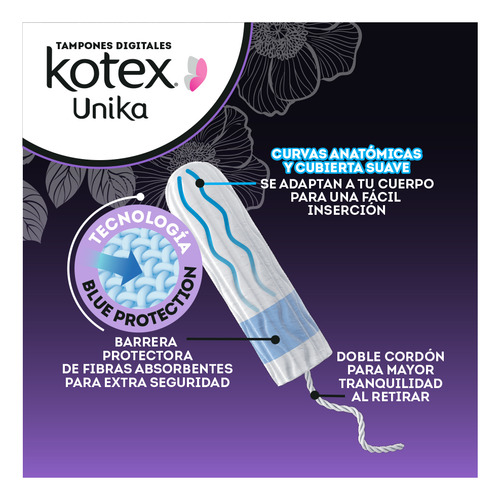 Tampones Digitales Kotex Unika Flujo Abundante 12 Piezas