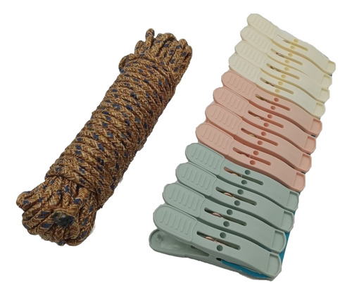 Cuerda De Ropa 15mts + 12 Palillos