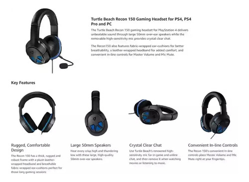 Audífono C/ Microfono Turtle Beach Recon 150 Wired Gaming (Usado)