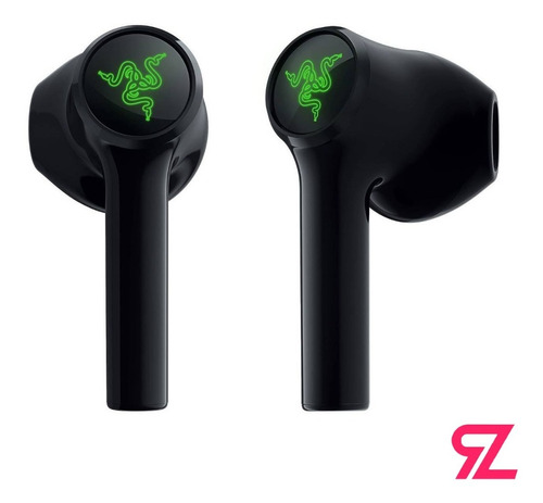 Audífonos in-ear gamer inalámbricos Razer Hammerhead True Wireless X negro con luz  verde LED