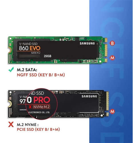 Imagen 3 de 3 de Adaptador M.2 Ngff A Ssd 2.5 Sata Grosor 7mm