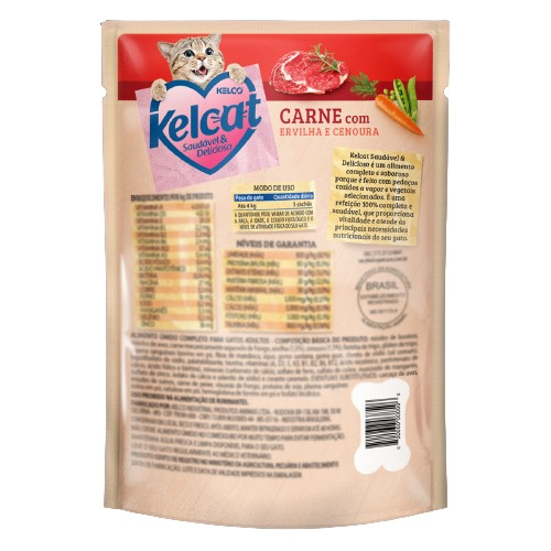 Sache Gatos Kelcat Kelco Carne,ervilha E Cenoura Com 5 Unid