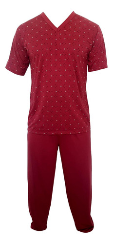 Pijama Homem Conjunto Estampado Camiseta Manga Curta Calça