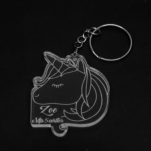 10 Llaveros Souvenir Cumpleaños Unicornio Acrilico Corte Y Grabado Laser