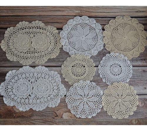 ~? Southmage Set Of 8 Hand Crochet Lace Doilies Table Coaste