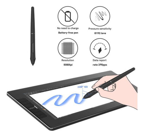 Tableta De Dibujo Veikk Vk1200v2 De 11.6 Pulgadas Full Hd Co
