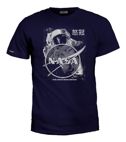 Camiseta Nasa Astronauta Luna Logo Letras Eco