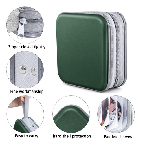 Funda Para Cd/dvd Bivisen, 40 Discos, Heavy Duty, Color Verd