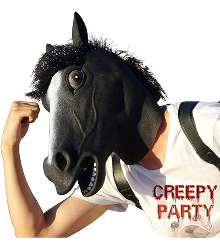 Creepypart Latex Con Forma Cabeza Caballo Para Halloween Neg