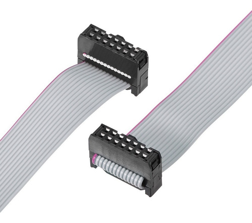 Cable Plano Flexible Idc 14 Pin Conector Fc/fc Tipo A Gris
