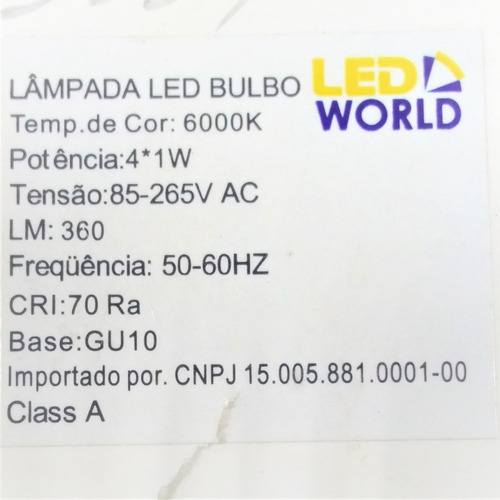 Pack - Bombillo Led Dicroico Gu10 4x1w, Luz Blanco Frio