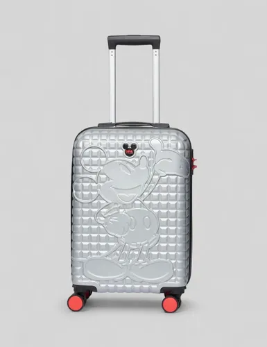 Mala De Bordo Mickey Mouse Pequena Prata Luxcel Prateado Liso