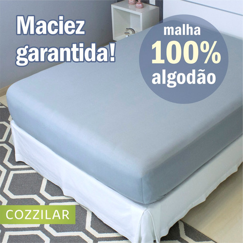 Lençol Avulso King Cozzilar Com Elástico Em Tecido 100% Liso Cor Cinza