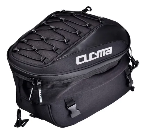 Bolso Trasero Moto Semi Rígido Impermeable Expandible Cucyma Color Negro