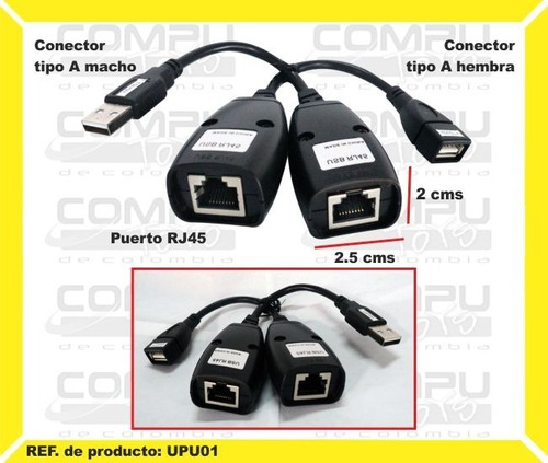 Extensor Usb 40m Por Cable De Red Ref: Upu01 Computoys Sas