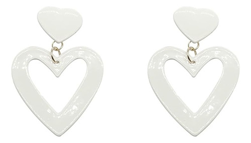 Aretes Colgantes Con Letras Amor Corazon Rosa Acrilico Blanc