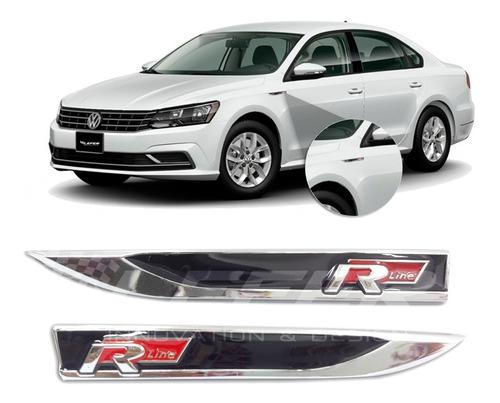 Insignia Vw R-line Metálicas Laterales Negro X2 Ing 10