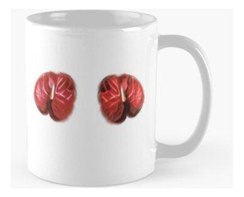 Taza Pintura Al Agua De La Planta Anthurium Roja (fondo Blan