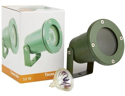 Reflector De Piso 50w 3000k Gx5.3  Verde. Tecnolite H-500/v