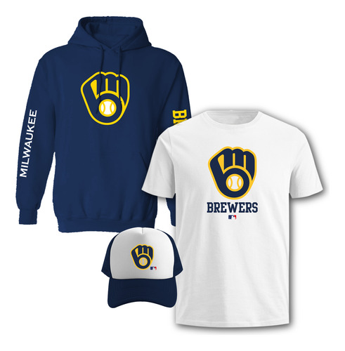 Paquete: Sudadera + Playera + Gorra Mlb Milwaukee Brewers