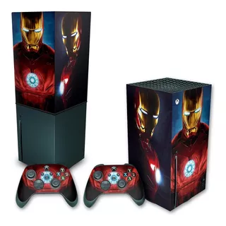 Kit Capa E Skin Para Xbox Series X Iron Man Homem De Ferro