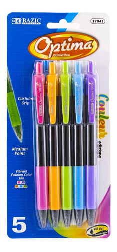 Bolígrafo Retráctil Con Tinta De Gel Y Aceite 5 Colores