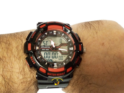 Relógio Masculino Atlantis G5553 Vermelho Esportivo Anadigi