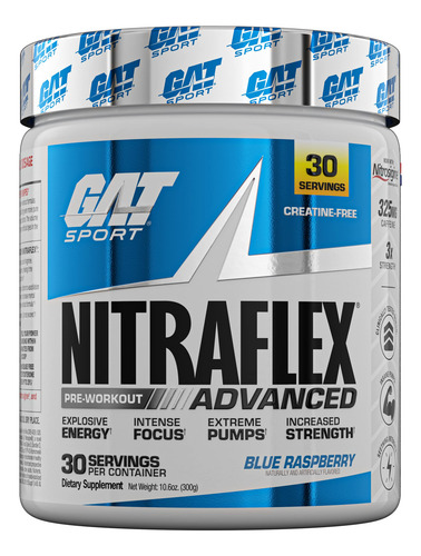 Pó Pré-treino Gat Sport Nitraflex Advanced Blue Raspberry