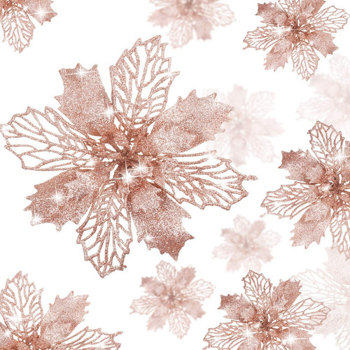 24 Flores Navideñas Para Árbol Navidad Ornamento Con Clips