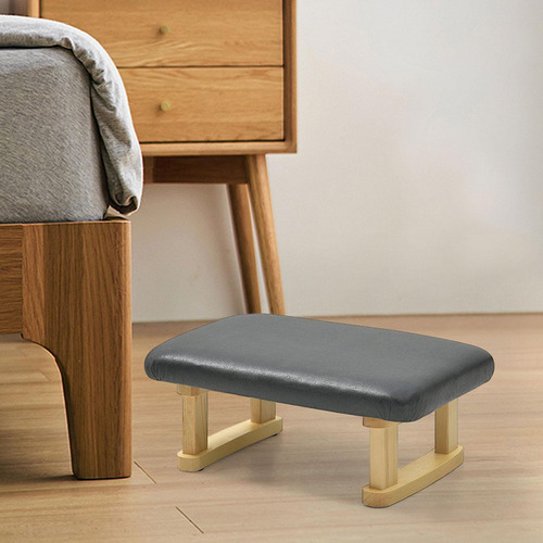 Reposapiés Pequeño, Taburete Otomano Gris Oscuro