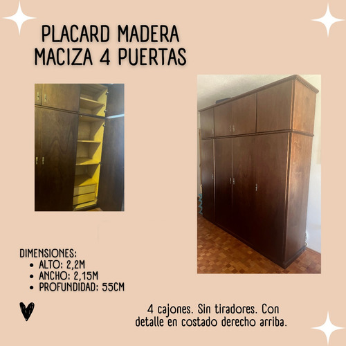 Ropero De Madera 4 Puertas Batientes - Oferta!!! 