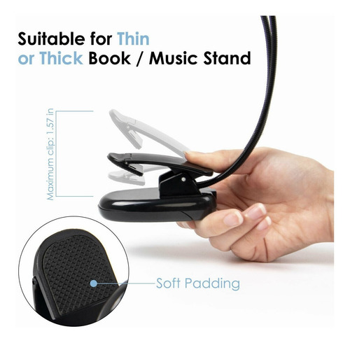 Imagen 7 de 7 de Lampara Para Partituras 8 Leds Músicos Libros Con Cable Usb