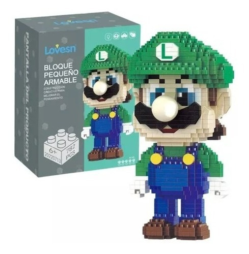 Bloque Pequeño Armable Luigi Verde Figura 3d 