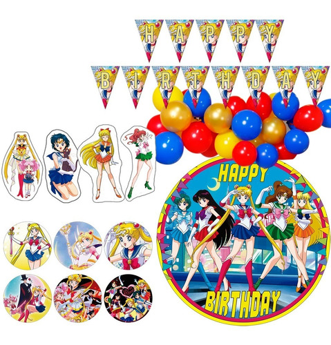 Kit Decoracion Globos Cumpleaños Tematica Sailor Moon