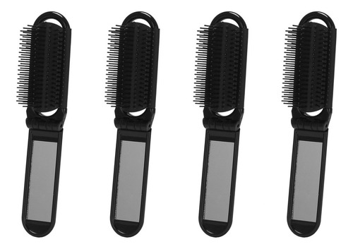 4 Cepillos De Pelo Plegables De Viaje Portátiles Con Espejo