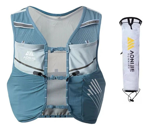 Chaleco Hidratacion 5lts Portabastones Trail Running Aonijie Azul Claro Talle S