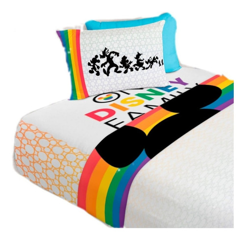 Set De Sabanas De Mickey Rainbow Pride Matrimonial C/fundas